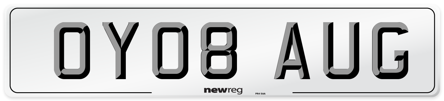 OY08 AUG Number Plate from New Reg